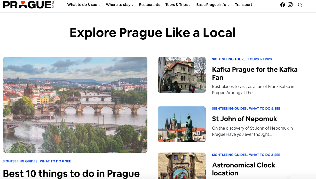 Prague.org page d'accueil